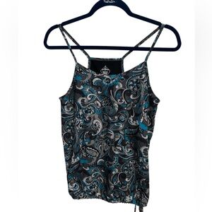 Prana Blue Paisley Halter Drawstring Hem Top